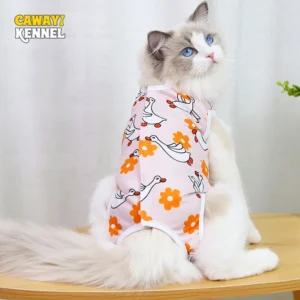 1pc Cat Weaning Sterilization Suit Small Dog Cats Jumpsuit Anti-lick Recovery Clothing After Surgery Cute Print Pet Care Clothes