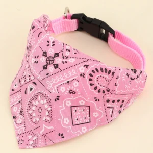 1pc Pink Color Random Pattern Pet Bandana With Adjustable Triangle Shape & Buckle Pet Dog Neck Scarf Puppy Cat Dog Collar Bibs