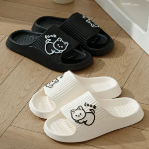 2023 Women Slippers Bath Thick Platform Non-Slip Home Cat Cartoon Flip Flops Beach Sandals Ladies Slides Indoor Outdoor