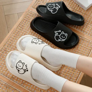 2023 Women Slippers Bath Thick Platform Non-Slip Home Cat Cartoon Flip Flops Beach Sandals Ladies Slides Indoor Outdoor