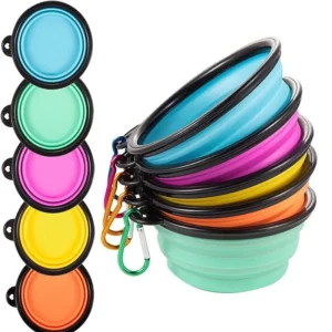 350ml Folding Portable Silicone Dog Bowl With Carabiner Outdoor Bowl Dish for Dog Pet Cat Food Water Feeding Dog Bowls