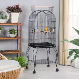 59-Inch Rolling Standing Medium Dome Open Top Bird Cage for Parrots Cockatiels Sun Parakeets Lovebirds