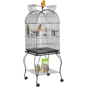 59-Inch Rolling Standing Medium Dome Open Top Bird Cage for Parrots Cockatiels Sun Parakeets Lovebirds