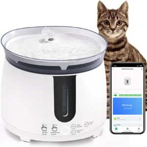 AQHH Cat Water Fountain with Wireless Pump Pet Water Fountain for Cats Inside Automatic Smart Fountain App Control Easy Cleaning