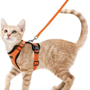 ATUBAN Cat Harness and Leash for Walking,Escape Proof Soft Adjustable Vest Harnesses for Cat,Breathable Reflective Strips Jacket