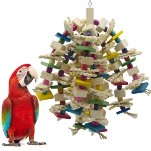 Bird Cage Bite Toy For African Grey Macaws Cockatoos Large Parrot Chewing Toy Bird Parrot Blocks Knots Tearing Toy