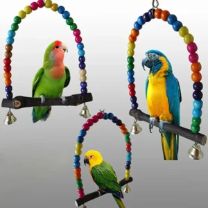 Bird Chewing Toy Parrot Swing Toys Hanging Ring Cotton Rope Parrot Bite Resistant Tearing Pet Bird Cage Training Accessories