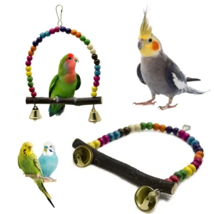 Bird Chewing Toy Parrot Swing Toys Hanging Ring Cotton Rope Parrot Bite Resistant Tearing Pet Bird Cage Training Accessories