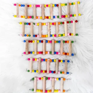 Birds Ladders Parrot Supplies Hanging Colorful Balls Climbing Cage Toys Parrots Ladder Natural Wood Bird Toys Parrot Stand