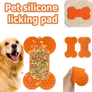 Bone Shape Silicone Licking Pad Pet Dog Peanut Butter Slow Food Bowl Eating for Cats Dogs Feeder Feeding Lickmat