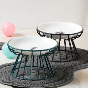 Cat Lift Bowl With Metal Stand Pet Ceramic Food Snacks Feeding Elevated Feeder Kitten Puppy Dish Dog Supplies Accessories