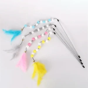 Cat Supplies Pompom Cat Toys Durable Beautiful Playing Stick Pet Product High-quality Non-toxic Interactive Feather Toys 1pcs