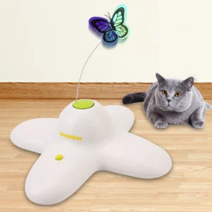 Cat Toy Automatic Interactive Flutter Bug Activated Butterfly Funny Toys Smart Flashing Puzzle Toy 360 Degree Rotating Motion