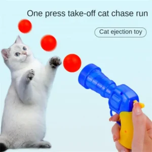 Cat Toys Interactive Launch Training Toy For Pet Kitten Creative Mini Shooting Gun Games Stretch Plush Ball Toys Pet Supplies