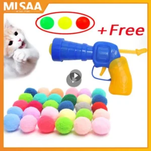 Cat Toys Interactive Launch Training Toy For Pet Kitten Creative Mini Shooting Gun Games Stretch Plush Ball Toys Pet Supplies