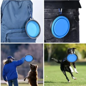 Collapsible Pet Dog Food Water Bowl Outdoor Camping Travel Portable Folding Pet Supplies small cat Bowl Dishes with Carabiner