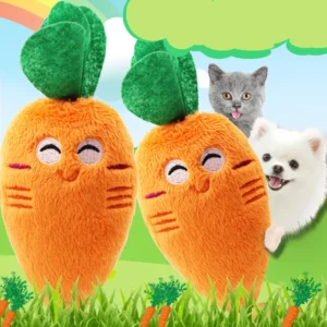 Cute Squeak Toys Chew-Resistant Stuffed Dog Toys Plush Carrot Pet Toy Soft Chew Toys for Small and Medium Dogs