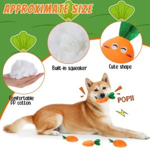 Dog Squeaky Carrot Dog Toys Plush Stuffed Soft Puppy Chew Toys Interactive Pet Supplies for Small Medium Dogs Dental Care