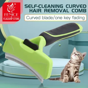 Fenice Self Cleaning Arc Wire Brush for Dog Cat Removes Hair Massages Pet Comb Grooming Supplies