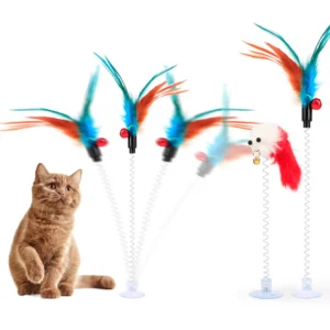 Funny Kitten Cat Teaser Interactive Toy Rod With Bell And Feather Toys For Cats Teaser Interactive Toy Rod Cat Stick Supplies