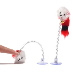 Interactive Toys For Cat Funny Feather Cat Stick Toys Colorful Suction Cup Spring Mouse Bell Plush Toys Cat Kitten Playing Toys