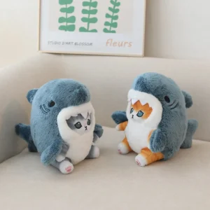 Kawaii Shark Cat Plush Soft Plush Stuffed Animal Shark Cat & Fool Plushies Doll Cute Peluche Kids Birthday Gift Home Decro