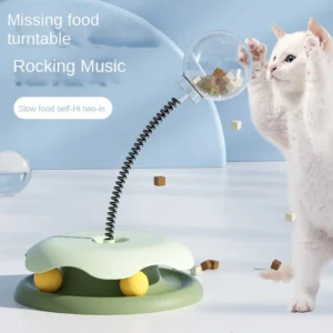 New Funny Cat Toys Cat Turntable with Spring Leaky Ball Fun Disc Teasing Pet Toys