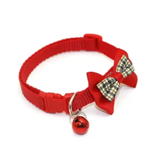 Pet Breakaway Cat Collar Bow Tie And Bell Cute Plaid Christmas Red Elastic Adjustable Dog Collar With Sash Small Bell For Cats