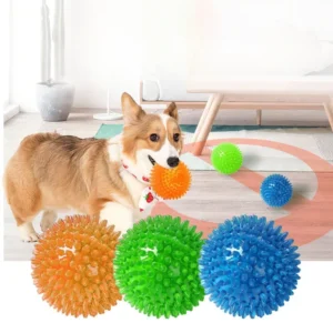 Pet Dog Toys Cat Puppy Sounding Toy Polka Squeaky Tooth Cleaning Ball TPR Training Pet Teeth Chewing Toy Thorn Balls Accessories