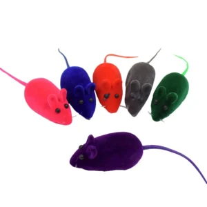 Random Color Cat Interactive Toy Flocking Mouse Funny Cat Toys Sound Plush Rubber Rat Shape Toys Cat Realistic Sound Toys