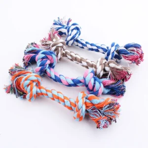 Random Color Pet Dog Toy Bite Rope Double Knot Cotton Rope Funny Cat Toy Bite Resistant and Sharp Teeth Pet Supplies Puppy Toys