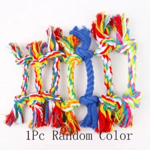 Random Color Pet Dog Toy Bite Rope Double Knot Cotton Rope Funny Cat Toy Bite Resistant and Sharp Teeth Pet Supplies Puppy Toys