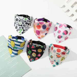 Small Dog Drool Towel Collar Cute Fruit Pattern Triangle Cat Puppy Scarf Pet Adjustable Collar Triangular Bandage