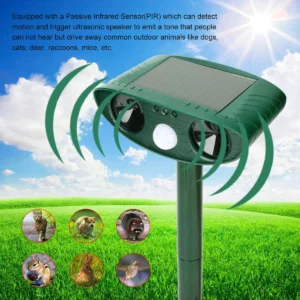 Solar Powered Animal Repeller Solar Ultrasonic Animal Repellent Deterrent Dog/Cat/Bird Repeller Frighten Animals sonar Repellent