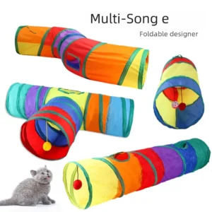 Zhenstore Treasure Interactive Pet Toy Cat Tunnel Rainbow Tunnel Running Track Rolling Dragon Cat Nest Polyester Material